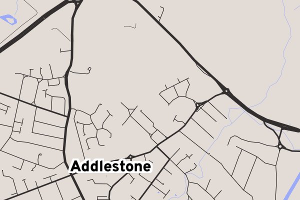 Addlestone Map UrbanAtlas - UK Skate Spot Map